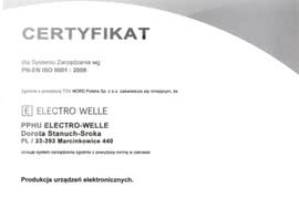 Electro-Welle z certyfikatem ISO 9001 