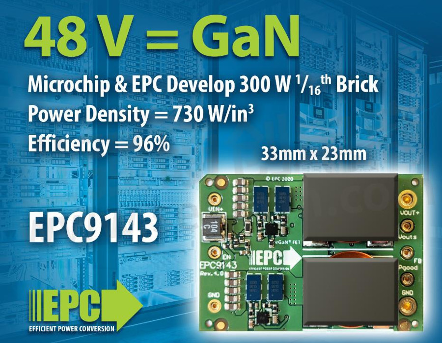 Płytka demonstracyjna 300-watowego konwertera DC-DC formatu 16th Brick