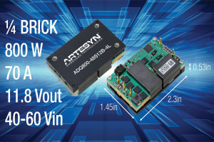 800-watowy konwerter DC-DC Quarter Brick o parametrach wyjściowych 11,8 V/70 A