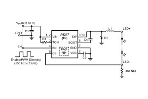 Stałoprądowy regulator impulsowy 3 A do zasilania diod LED zamykany w obudowie SMD 3 x 3 mm