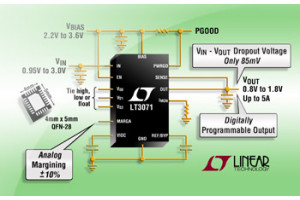 Ultra-szybki regulator LDO 5A/85mV o wyjściowym napięciu szumów 25µV<sub>RMS</sub>