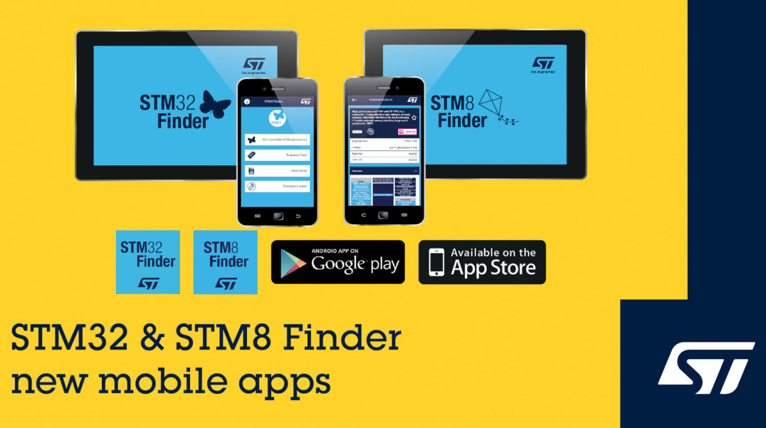 Nowe aplikacje mobilne ułatwiają wybór mikrokontrolerów rodziny STM8 i STM32