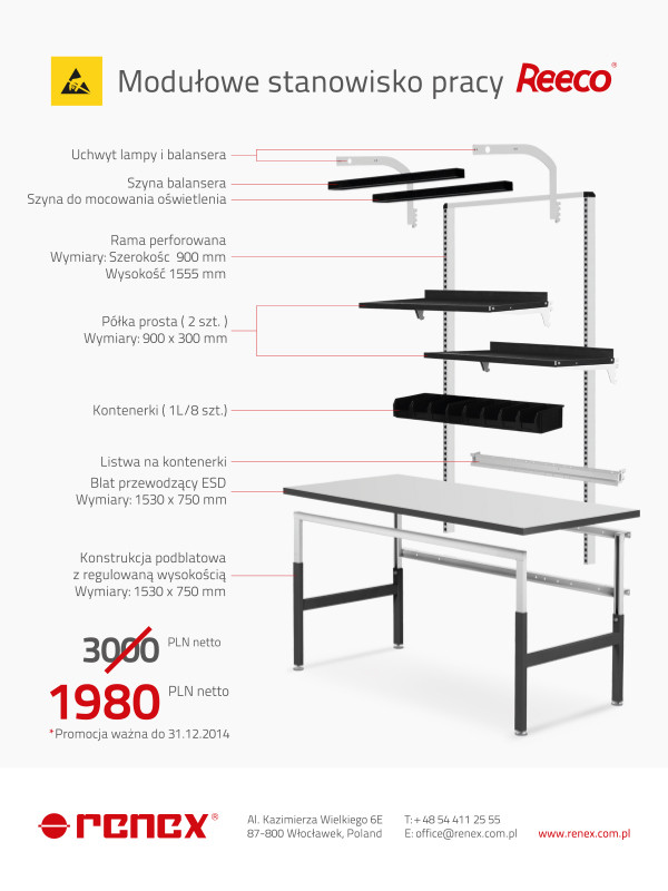 Modułowe, antystatyczne stanowisko pracy REECO