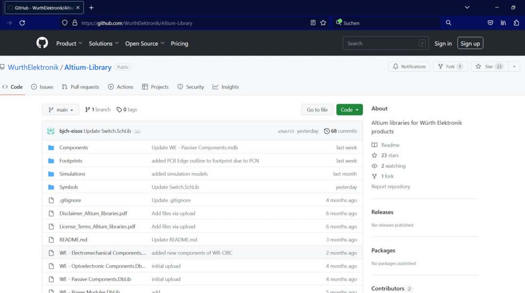 Biblioteki komponentów firmy Wurth Elektronik dostępne w serwisie GitHub