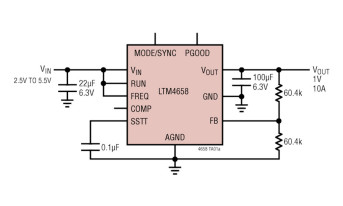 10-amperowy konwerter DC-DC step-down o wymiarach 4 x 4 x 4,32 mm