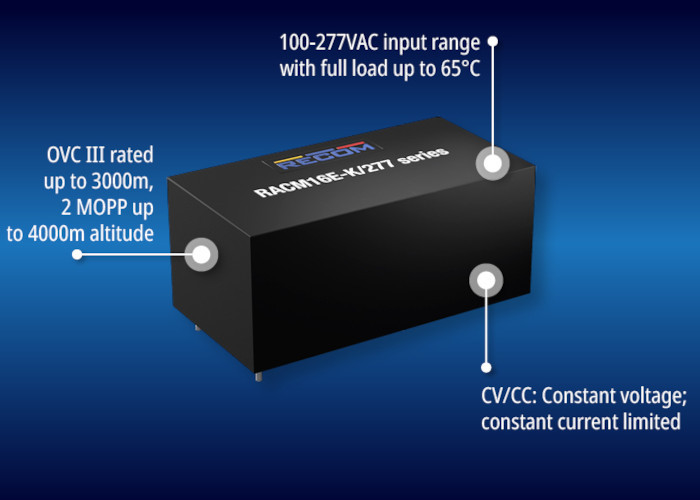 Miniaturowe zasilacze 16-watowe z certyfikatami IEC 62368, IEC 61558, EN 60335 i UL/IEC/EN 60601
