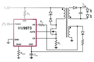 Sterownik przetwornicy DC-DC flyback do sterowania diod LED