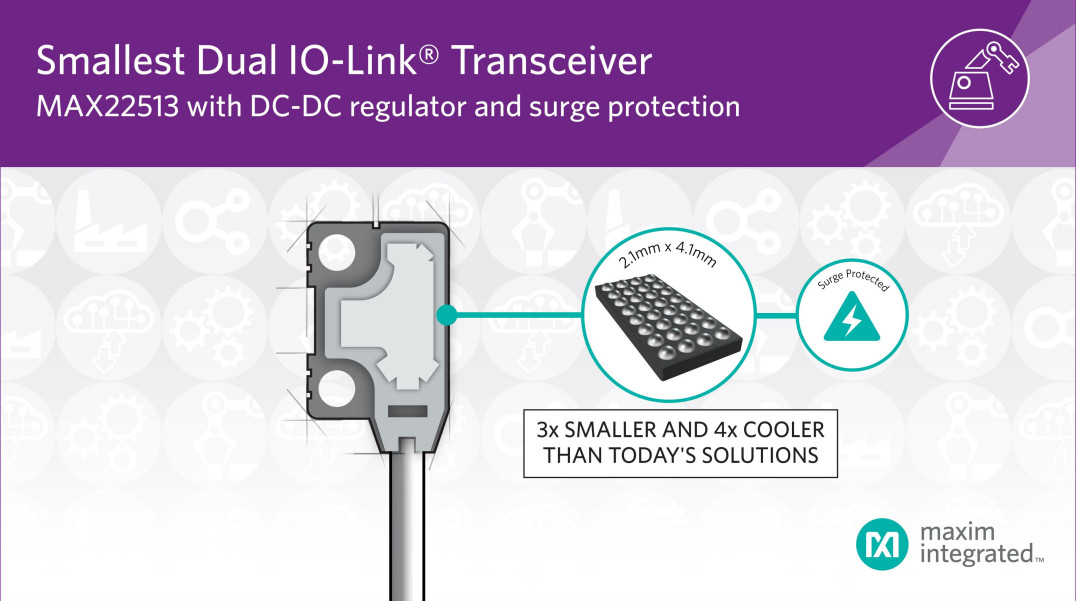 Najmniejszy na rynku podwójny transceiver IO-Link z regulatorem LDO i zabezpieczeniem przepięciowym