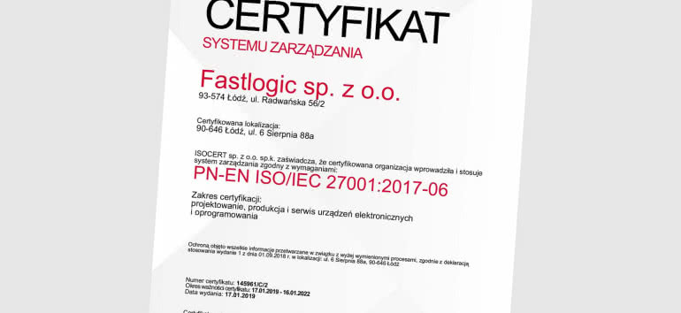 FastLogic ma ISO27001 