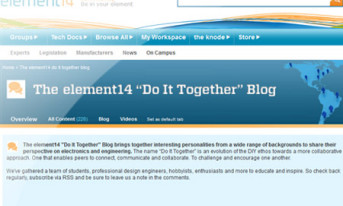 Portal element14 umożliwia projektantom elektroniki współpracę online za pomocą blogów "Do It Together"