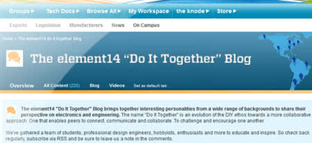Portal element14 umożliwia projektantom elektroniki współpracę online za pomocą blogów "Do It Together" 