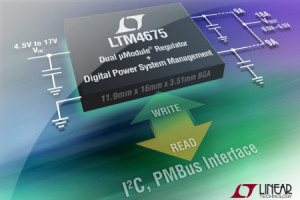 Podwójny impulsowy regulator napięcia µModule 2 x 9 A z interfejsem PMBus