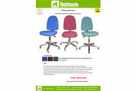 Oferta promocyjna na krzesła ESD w różnych wersjach kolorystycznych.