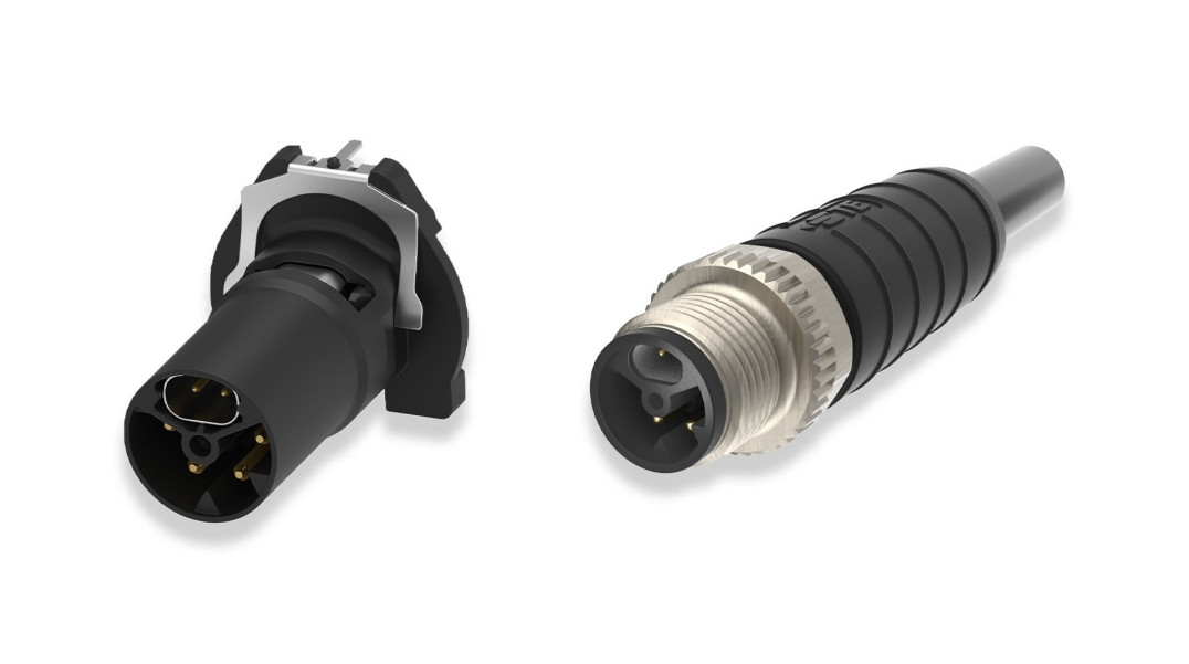 Gigabitowe złącza hybrydowe Single Pair Ethernet formatu M12 o dopuszczalnym prądzie 2 x 8 A