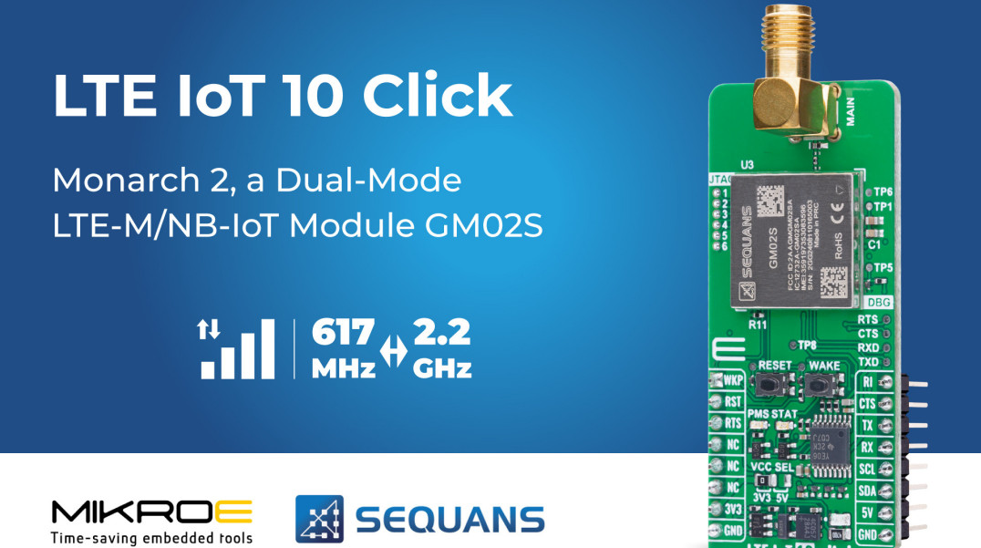Płytka peryferyjna standardu Click z modułem komunikacyjnym LTE-M/NB-IoT
