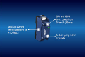 Wąski zasilacz 90-watowy na szynę DIN