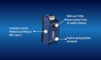 Wąski zasilacz 90-watowy na szynę DIN