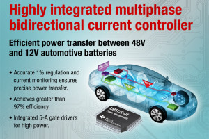 Podwójny dwukierunkowy kontroler DC-DC z portami 48 V<sub>DC</sub> i 12 V<sub>DC</sub> do elektroniki samochodowej