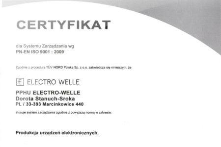 Electro-Welle z certyfikatem ISO 9001