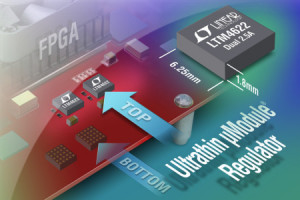 Podwójny regulator µModule 2 x 2,5 A o wymiarach 6,25 x 6,25 x 1,82 mm