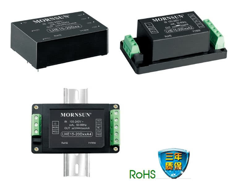 Ekonomiczne wielowyjściowe przetwornice Mornsun AC/DC serii LHE