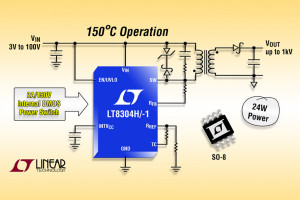 Kontroler zaporowej przetwornicy DC-DC LT8304 w wersji o dopuszczalnej temperaturze pracy +150°C