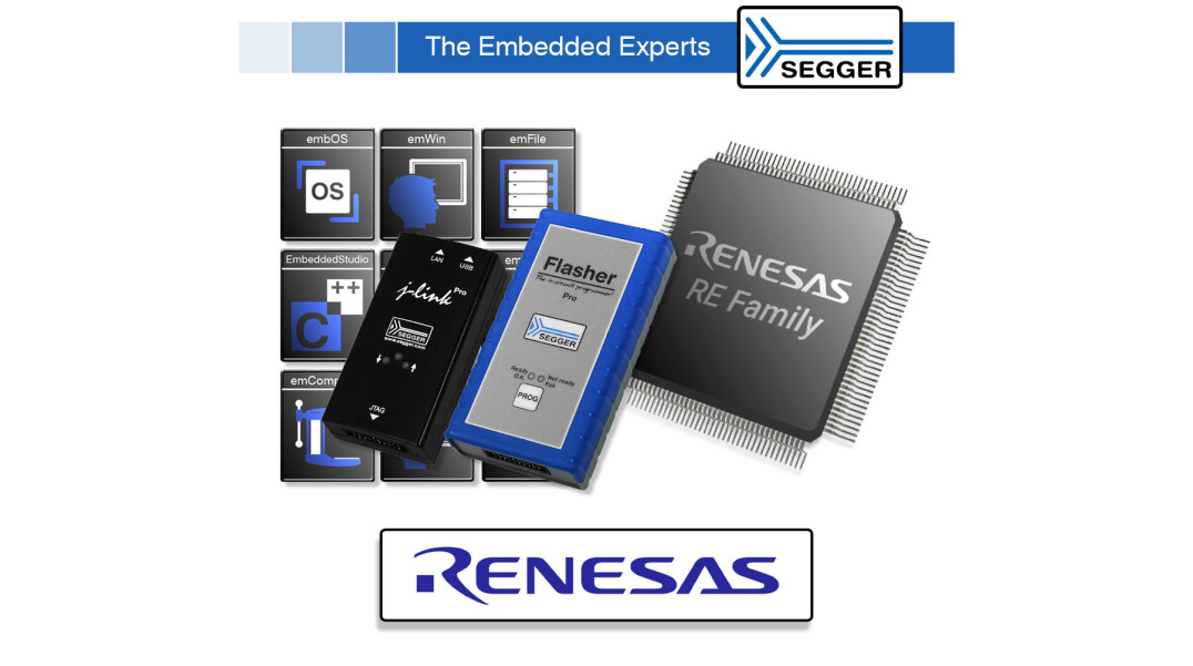 Portfolio produktów Segger dostępne dla mikrokontrolerów Renesas z rodziny RE