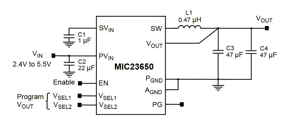 6-amperowy konwerter DC-DC step-down o dużej sprawności w zakresie małych obciążeń