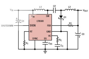 Konwerter DC-DC z kluczem 1 A/65 V pracujący w topologii Boost, SEPIC lub odwracającej