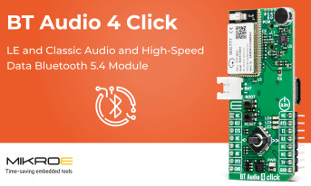 Płytka Click do bezprzewodowej transmisji audio i danych w standardzie Bluetooth Classic i LE Audio