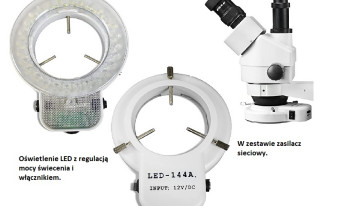 Profesjonalne oświetlenie pierścieniowe LED do mikroskopów.