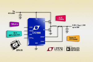 Kontroler DC-DC step-down o zakresie napięć wejściowych do 60 V i częstotliwości pracy od 2,25 MHz