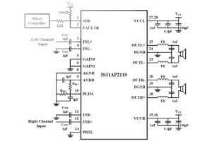 Wzmacniacz audio klasy D z wyjściem mostkowym 2 x 20/40 W