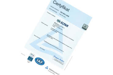 WM Eltar ma ISO 9001:2008 