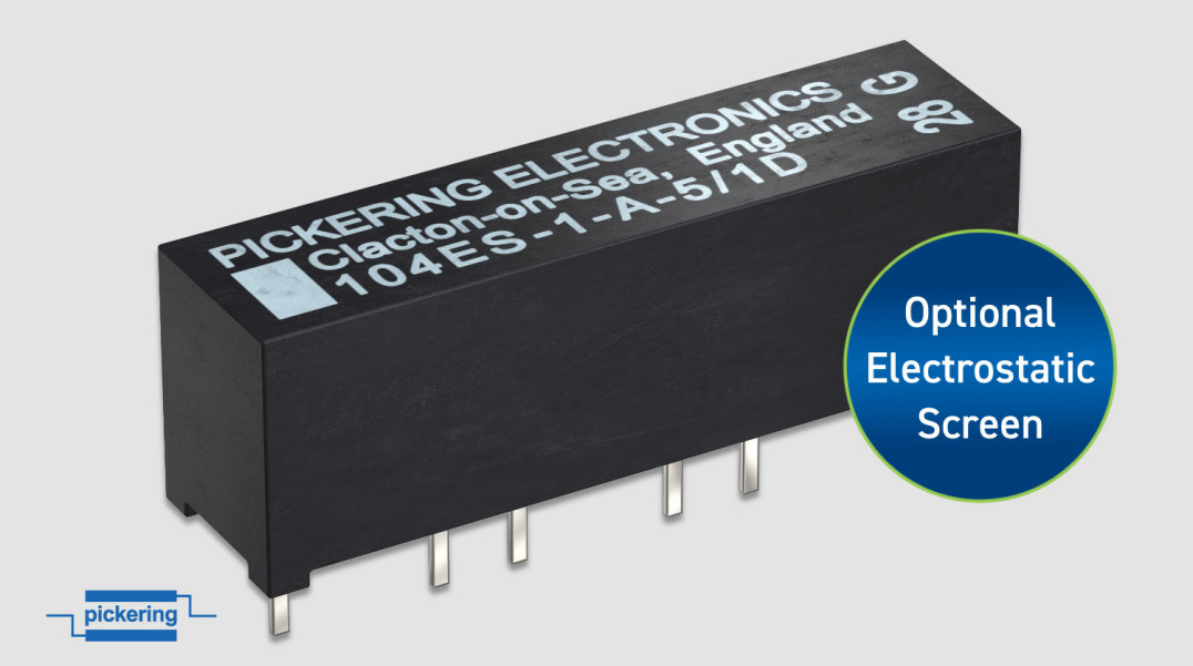 Przekaźniki kontaktronowe serii 104 firmy Pickering w wersji z ekranem elektrostatycznym