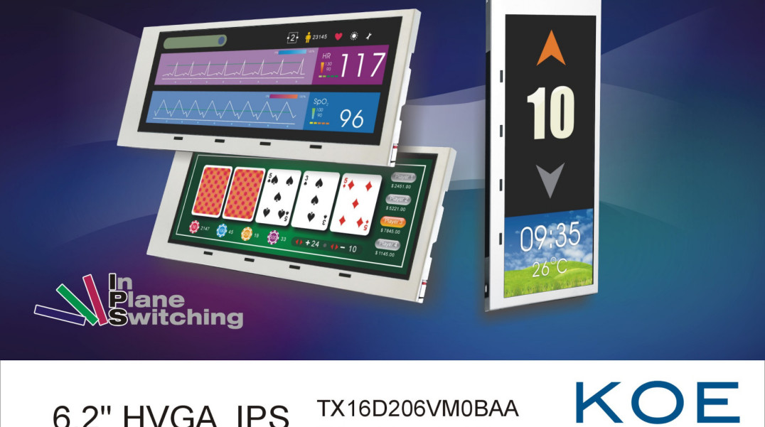 Panoramiczny wyświetlacz IPS TFT 6,2" o proporcjach ekranu 8:3