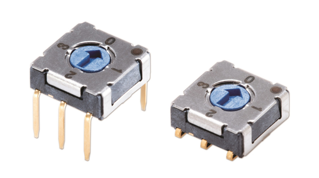 Mikroprzełączniki obrotowe o wymiarach 7,2 x 7,2 x 2,9 mm z 5 typami wyprowadzeń THT i SMD