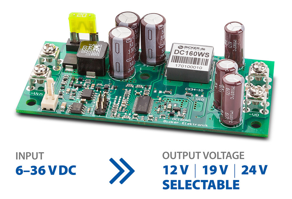 160-watowy konwerter DC-DC o sprawności do 98% z chłodzeniem pasywnym