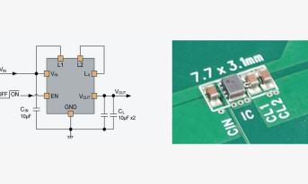 Ultraenergooszczędny konwerter DC-DC boost o wymiarach 2,5 x 2,0 x 1,04 mm