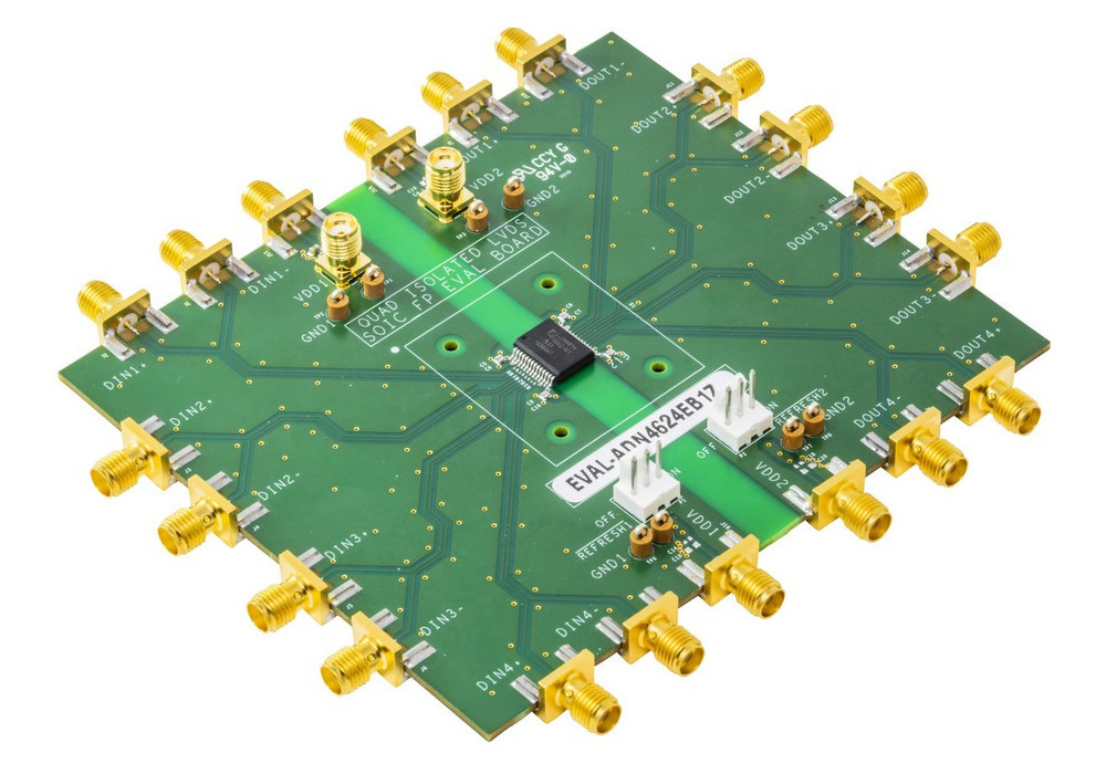 4-kanałowy izolator cyfrowy o całkowitej przepustowości 10 Gbps i napięciu zasilania od 1,8 V