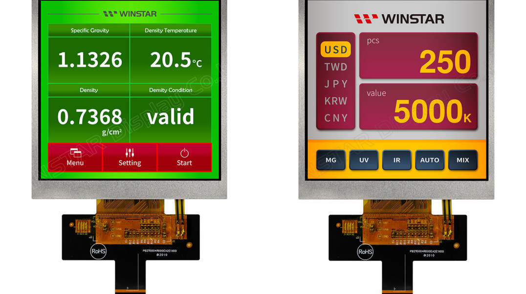 4-calowe kwadratowe wyświetlacze LCD od Winstara