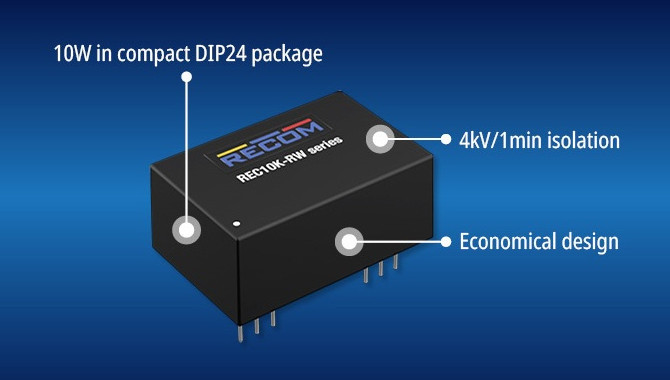 10-watowe przetwornice DC-DC o małym napięciu tętnienia w obudowach DIP24