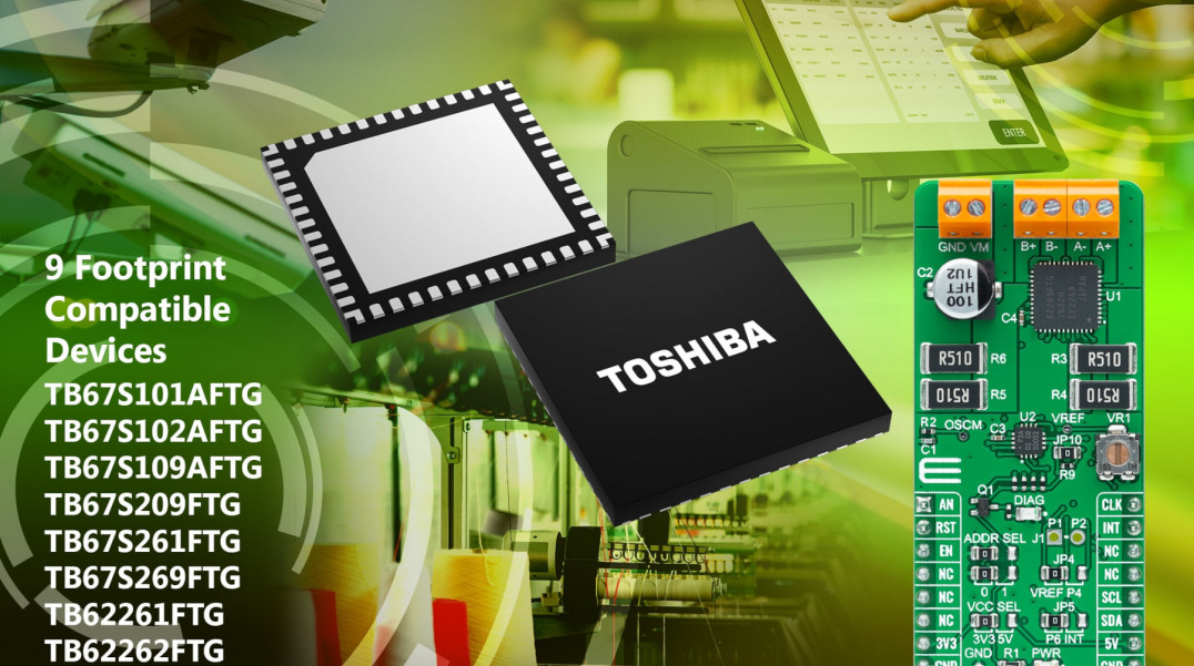 Płytki Mikroelektronika Click ze sterownikami silników krokowych firmy Toshiba