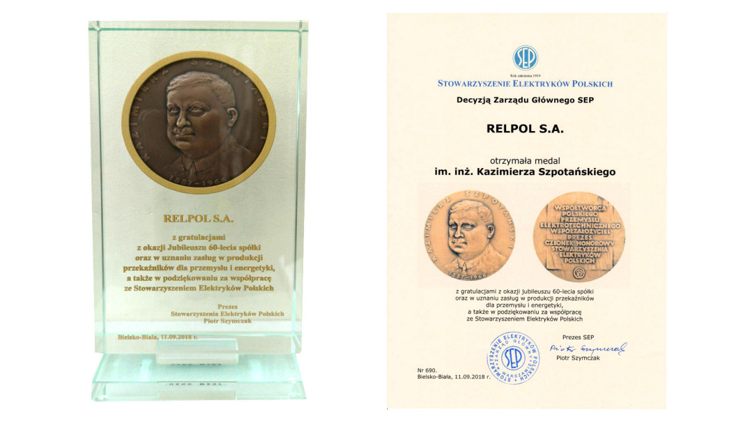 Relpol otrzymał medal im. inż. Kazimierza Szpotańskiego